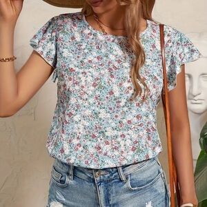 Blue White Floral Blouse | SIZE S